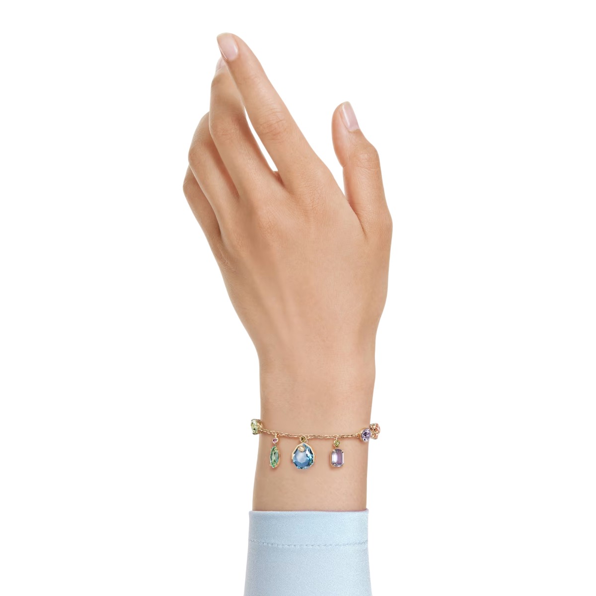Swarovski Dangling Crystals Mixed Cuts Gema Bracelet, Multicolored and Gold Tone Plated