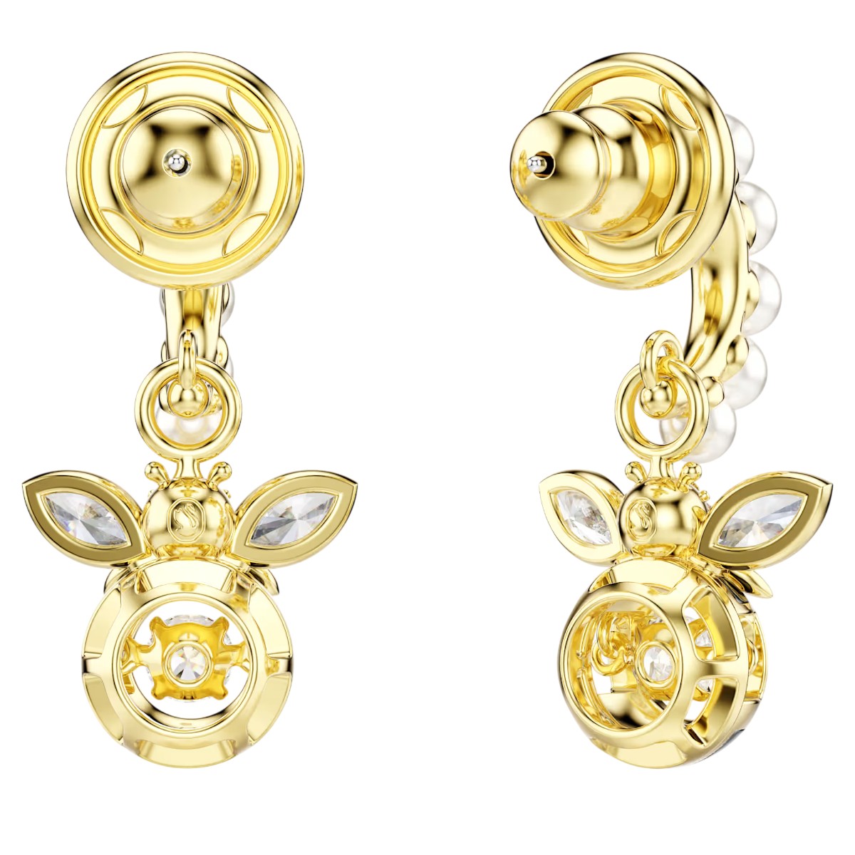 Swarovski Bee Crystal Pearl Mixed Cuts Idyllia Drop Earrings, Multicolored and Gold Tone Plated
