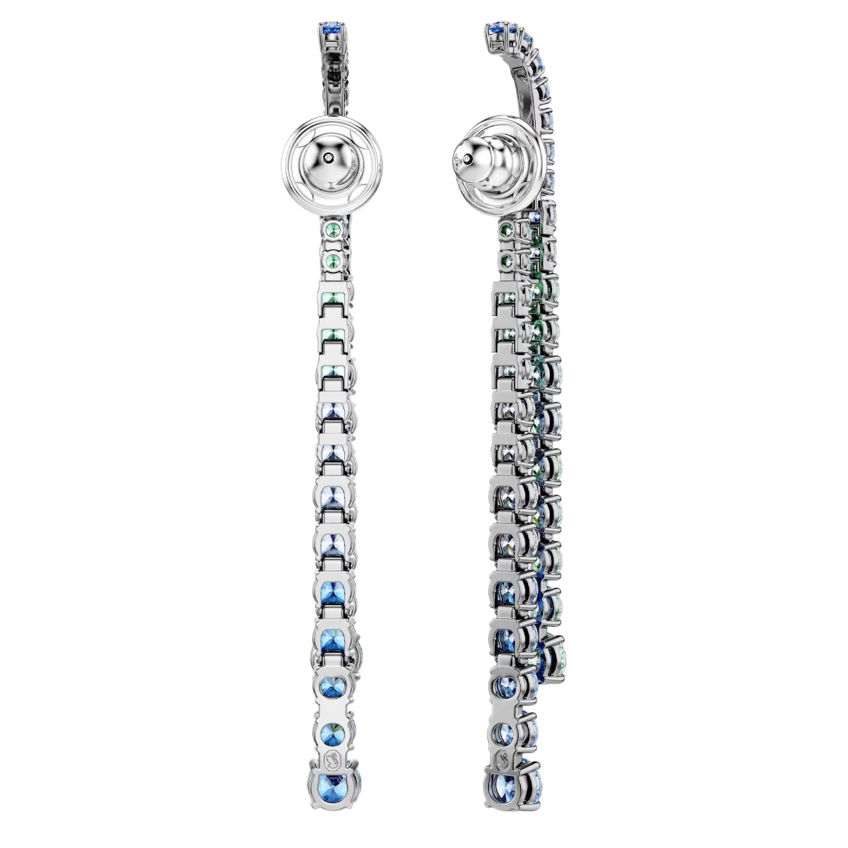 Swarovski Gradient of Round Cuts Matrix Drop Earrings, Multicolored and Ruthenium Plated
