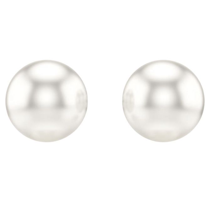Swarovski Crystal Pearl Matrix Stud Earrings, White and Rhodium Plated