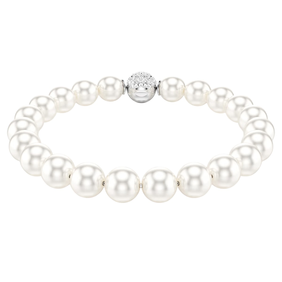 Swarovski Crystal Pearl Matrix Bracelet, White and Rhodium Plated