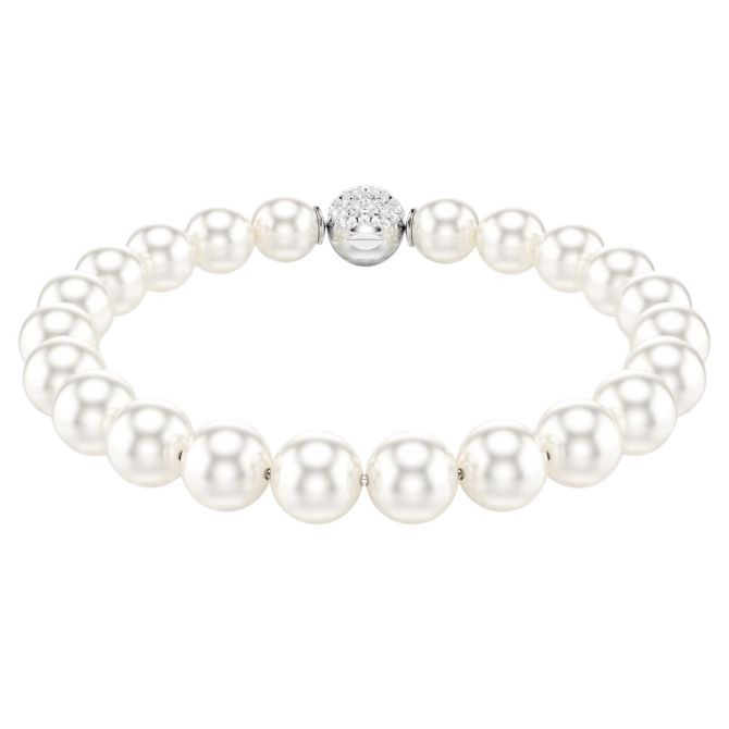 Swarovski Crystal Pearl Matrix Bracelet, White and Rhodium Plated