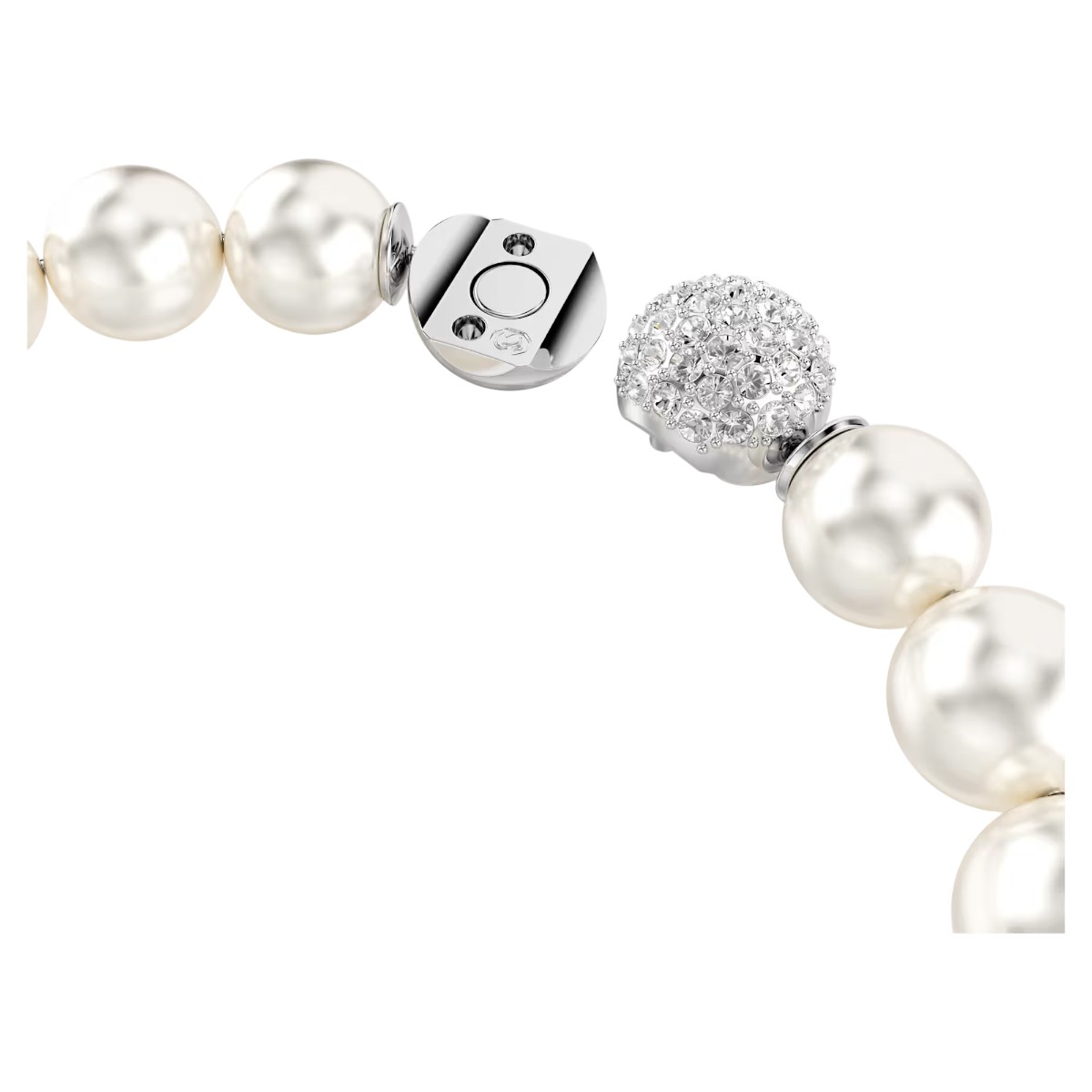 Swarovski Crystal Pearl Matrix Bracelet, White and Rhodium Plated