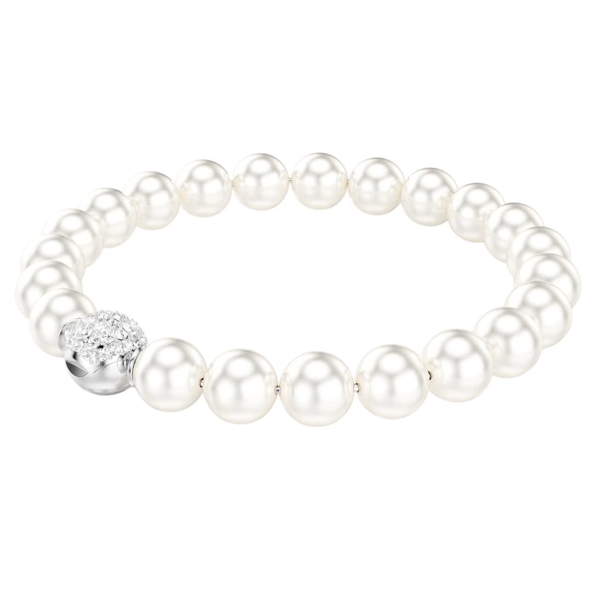 Swarovski Crystal Pearl Matrix Bracelet, White and Rhodium Plated