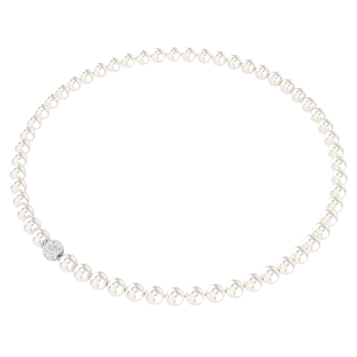 Swarovski Crystal Pearl Matrix Necklace, White and Rhodium Plated