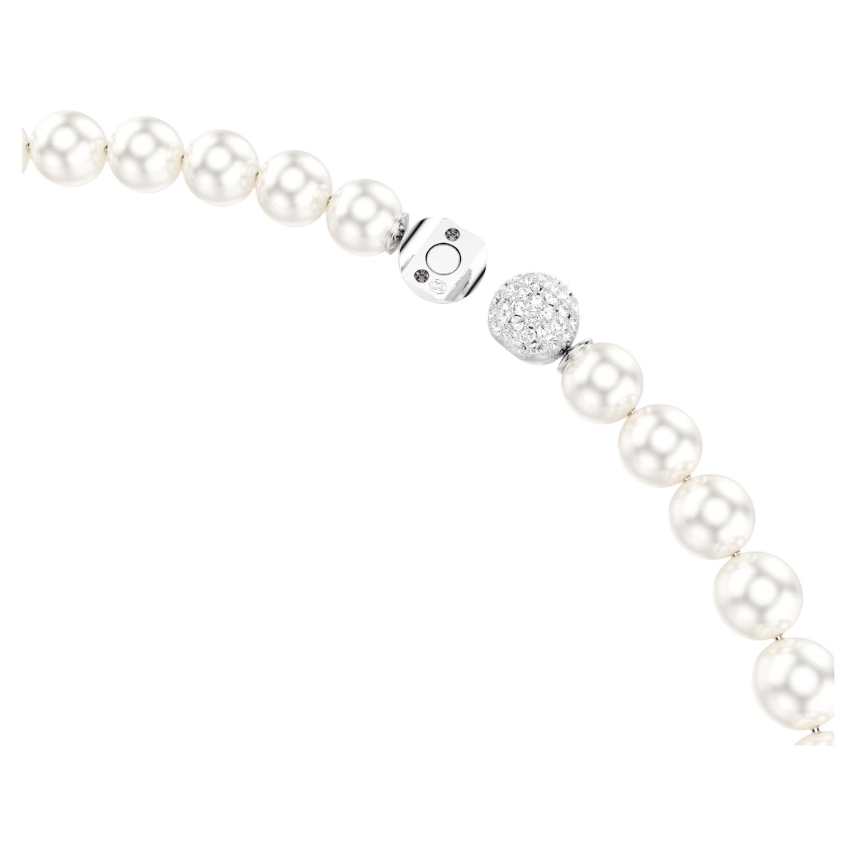 Swarovski Crystal Pearl Matrix Necklace, White and Rhodium Plated