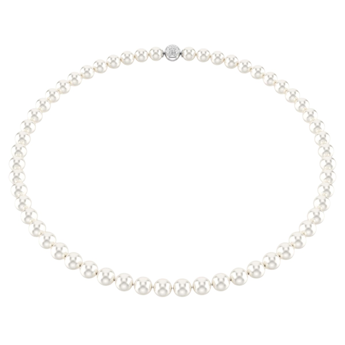 Swarovski Crystal Pearl Matrix Necklace, White and Rhodium Plated