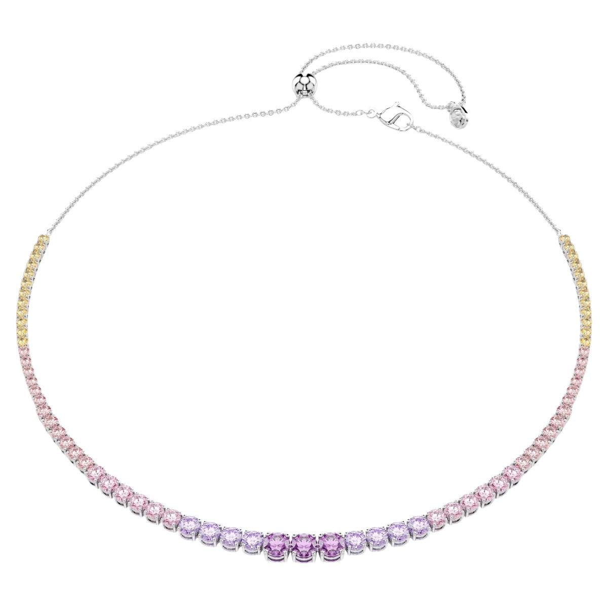 Swarovski Gradient of Round Cuts Matrix Necklace, Pink and Purple Multicolor