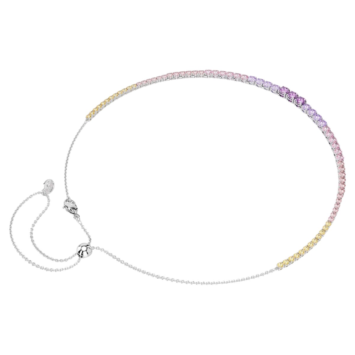 Swarovski Gradient of Round Cuts Matrix Necklace, Pink and Purple Multicolor