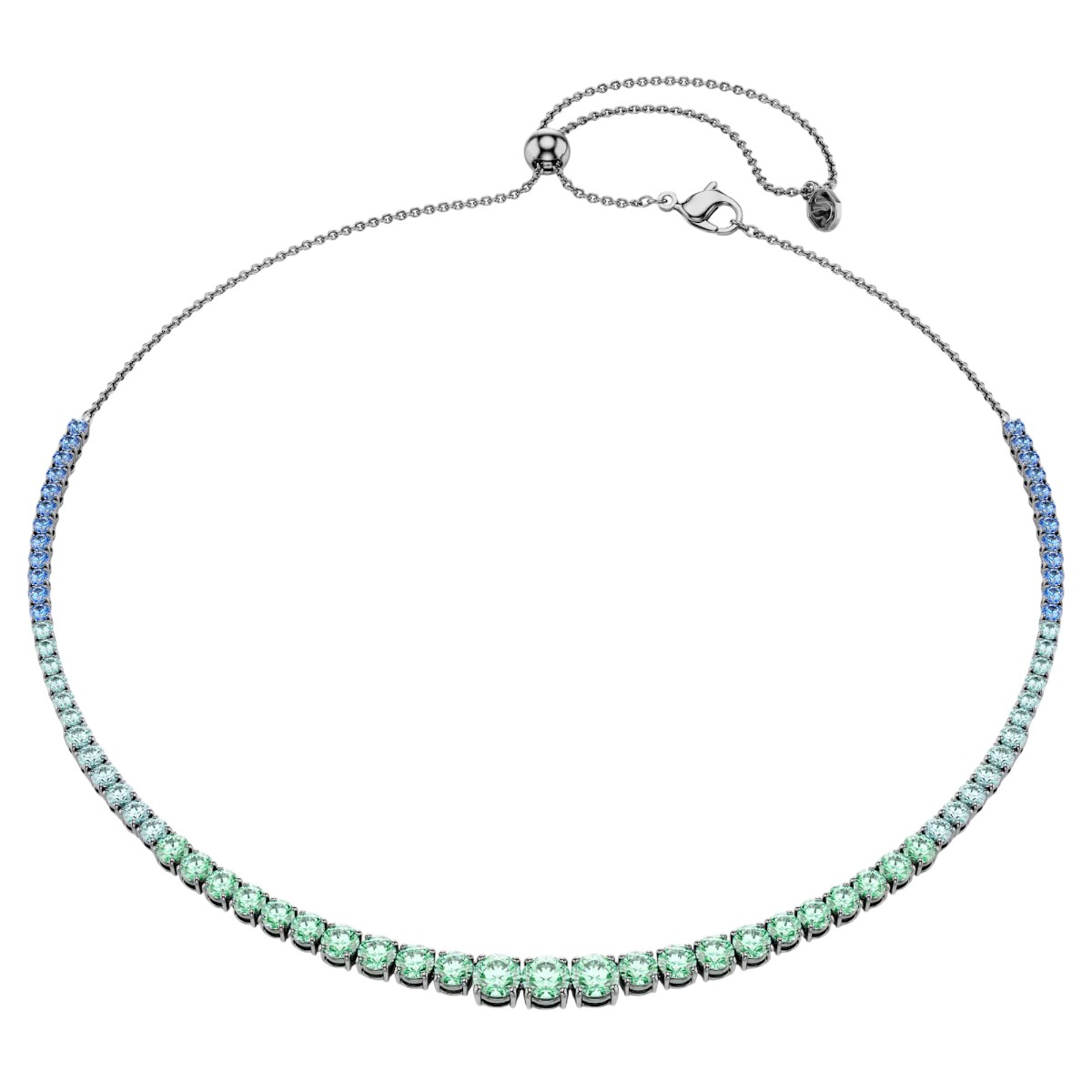 Swarovski Gradient of Round Cuts Matrix Necklace, Multicolored and Ruthenium Plated