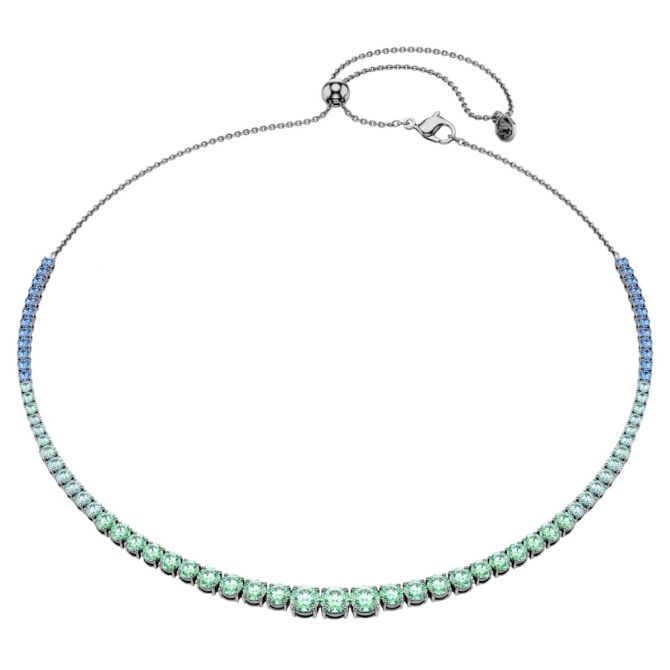 Swarovski Gradient of Round Cuts Matrix Necklace, Multicolored and Ruthenium Plated