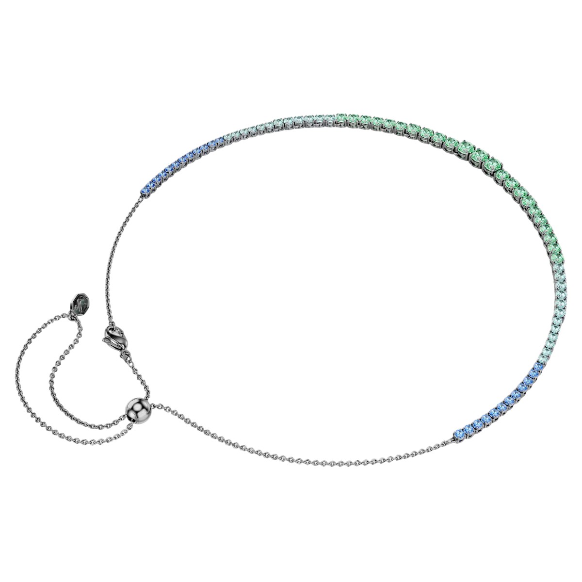 Swarovski Gradient of Round Cuts Matrix Necklace, Multicolored and Ruthenium Plated