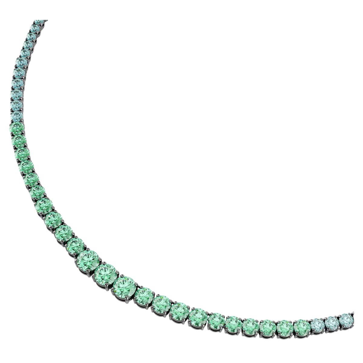 Swarovski Gradient of Round Cuts Matrix Necklace, Multicolored and Ruthenium Plated