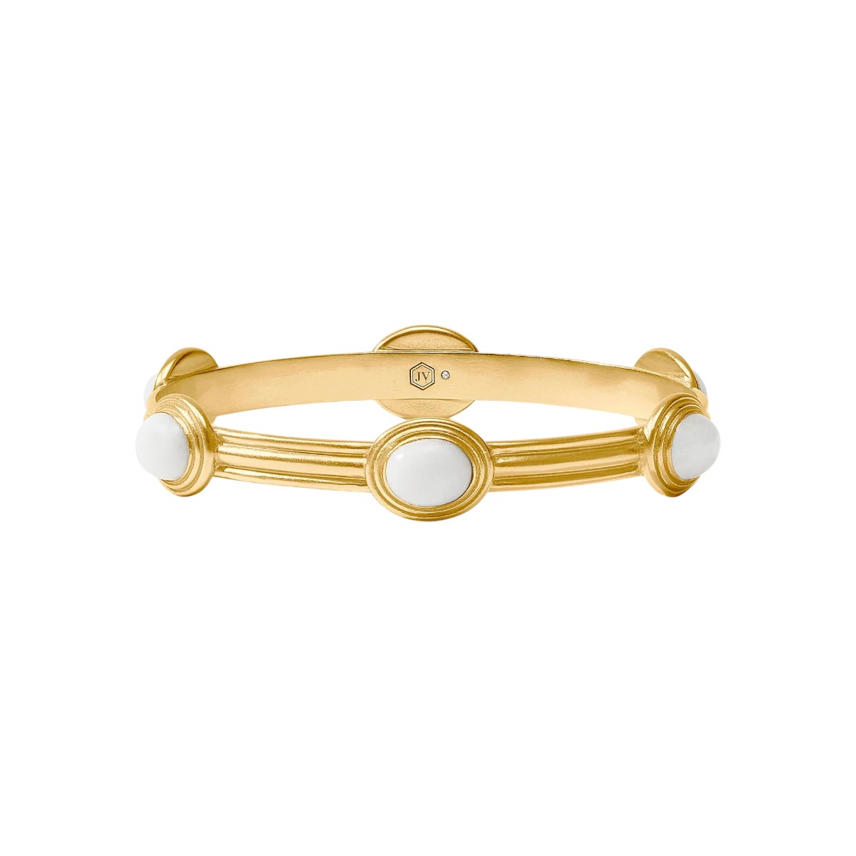 Julie Vos Portofino Stone Bangle Bracelet, White Jade in Medium
