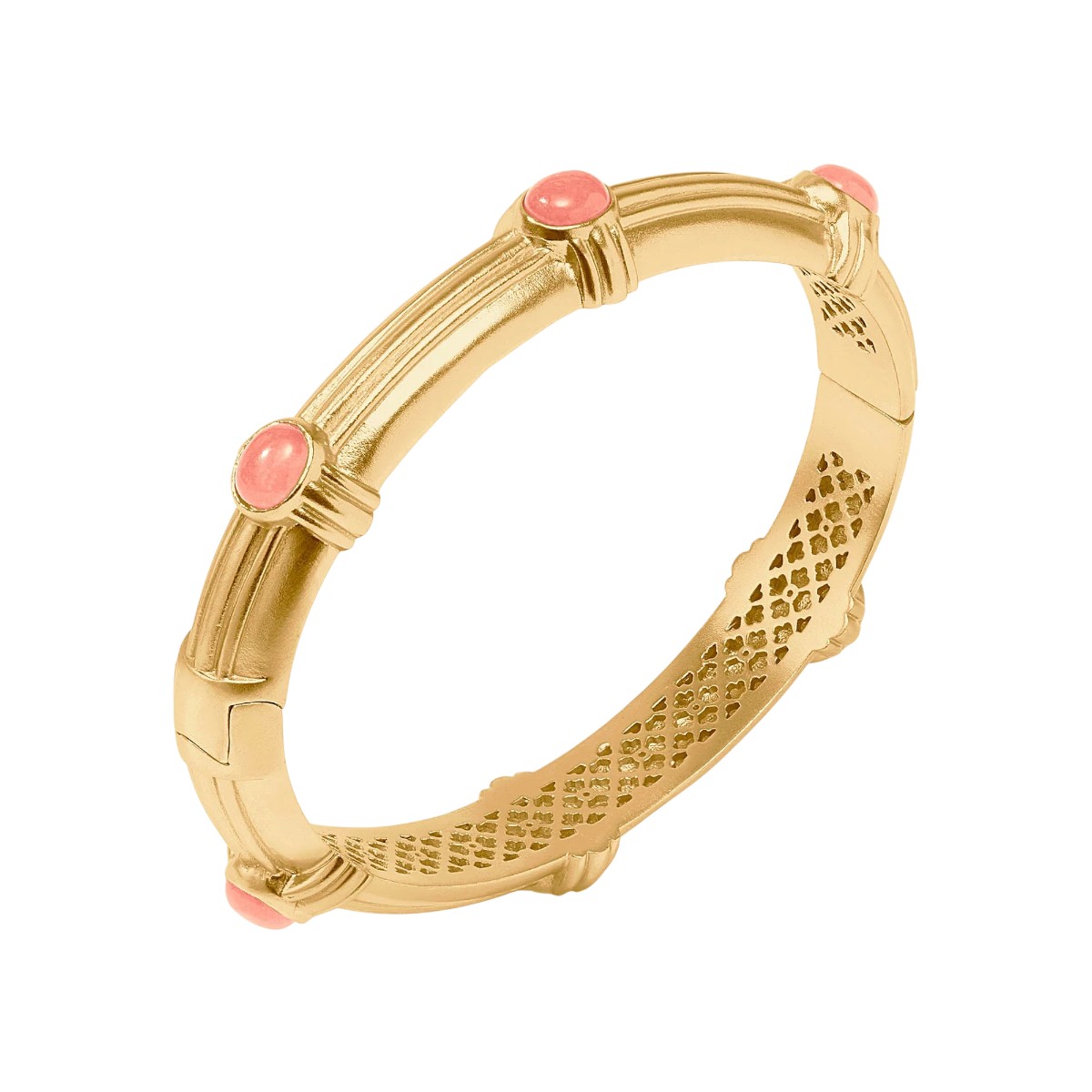 Julie Vos Portofino Stone Hinge Bangle Bracelet, Melon Jade