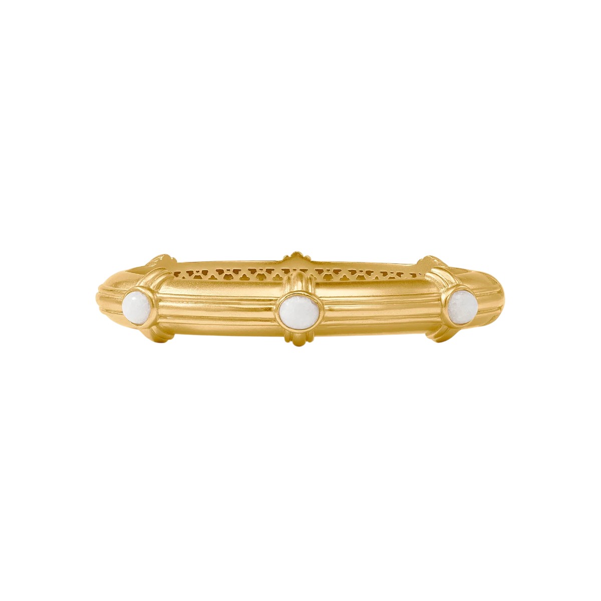 Julie Vos Portofino Stone Hinge Bangle Bracelet, White Jade