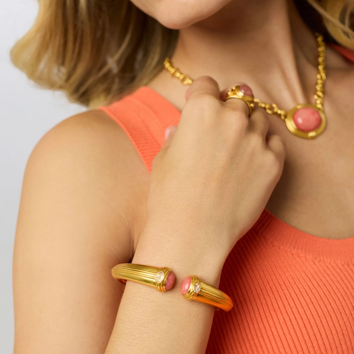 Julie Vos Portofino Cuff Bracelet, Melon Jade