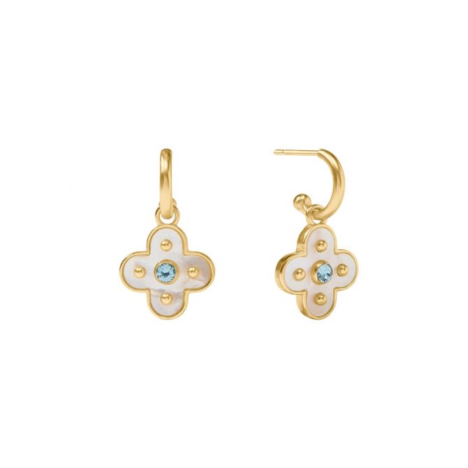 Julie Vos Colette Hoop and Charm Earrings, Chalcedony Blue