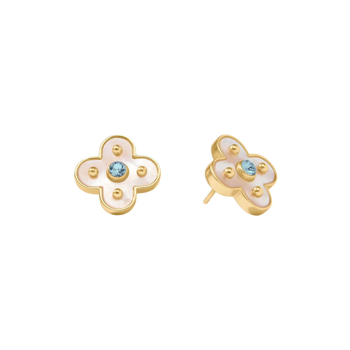 Julie Vos Colette Stud Earrings, Chalcedony Blue