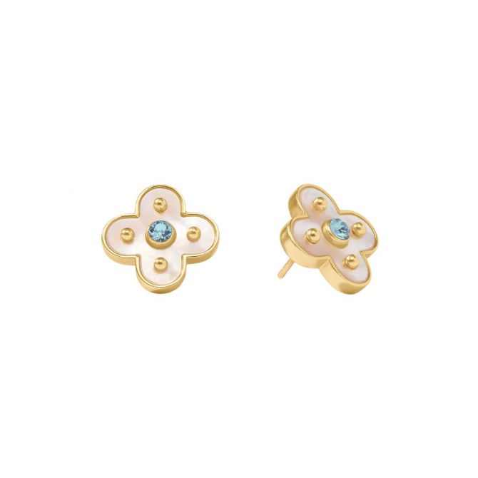 Julie Vos Colette Stud Earrings, Chalcedony Blue