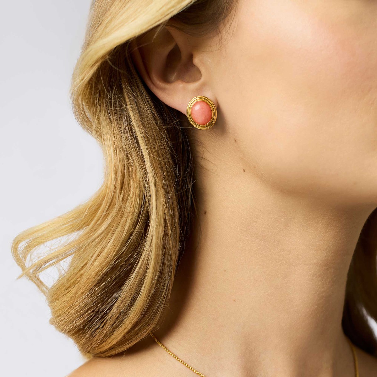 Julie Vos Portofino Stone Stud Earrings, Melon Jade
