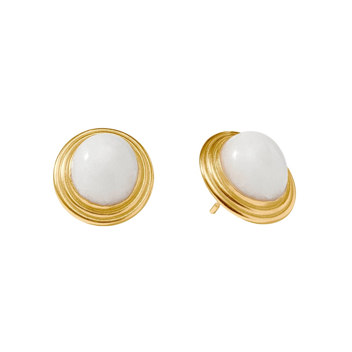 Julie Vos Portofino Stone Stud Earrings, White Jade