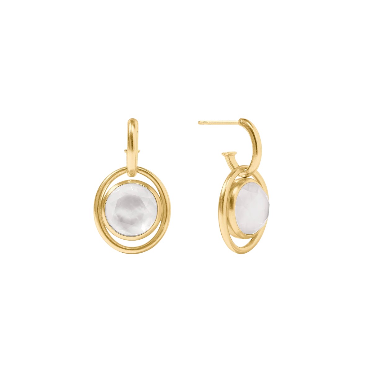 Julie Vos Laguna Hoop and Charm Earring, Iridescent Clear Crystal