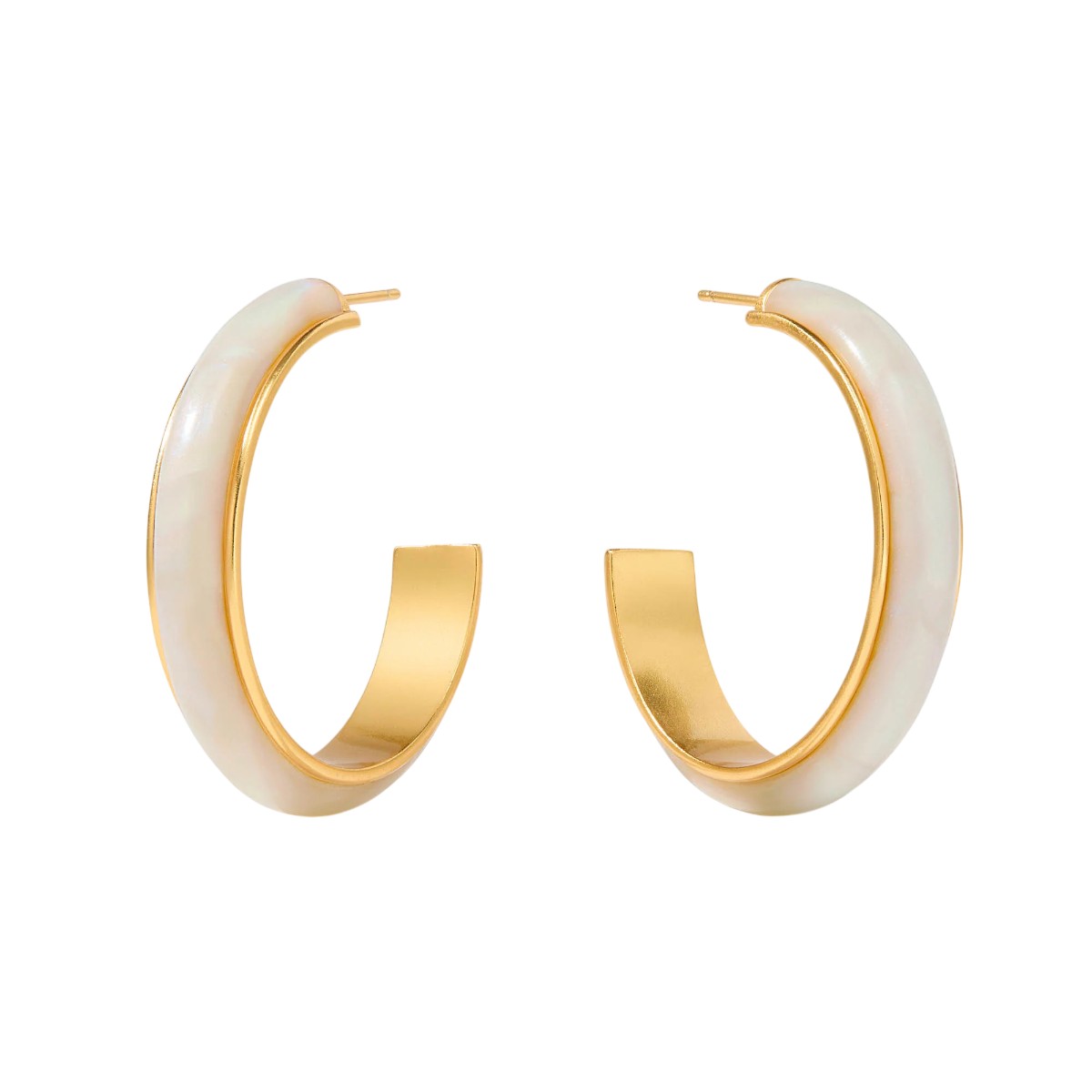 Julie Vos Carnaby Hoop Earrings, Alabaster in Large