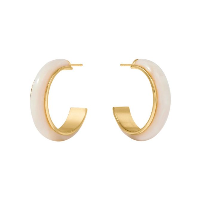 Julie Vos Carnaby Hoop Earrings, Alabaster in Medium