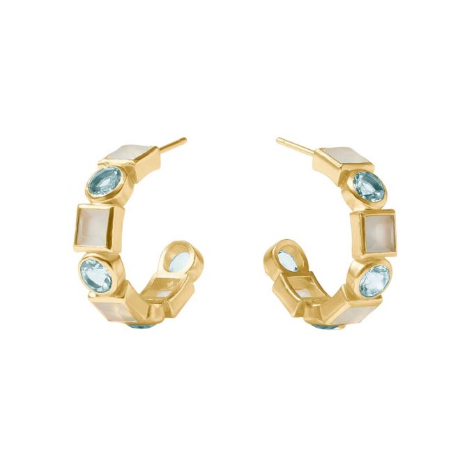 Julie Vos Jolie Hoop Earrings, Aquamarine Blue