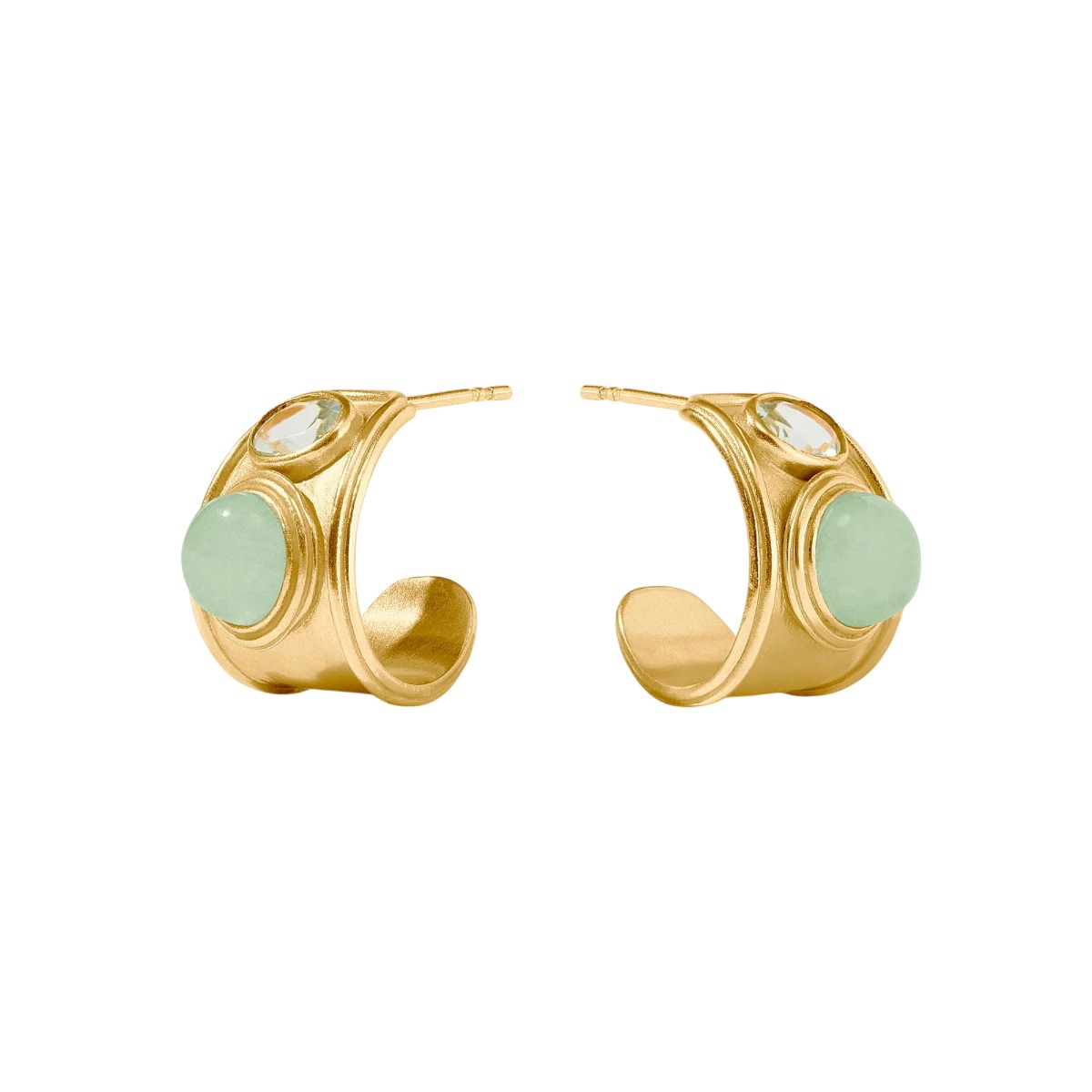 Julie Vos Portofino Stone Hoop Earrings, Aqua Jade