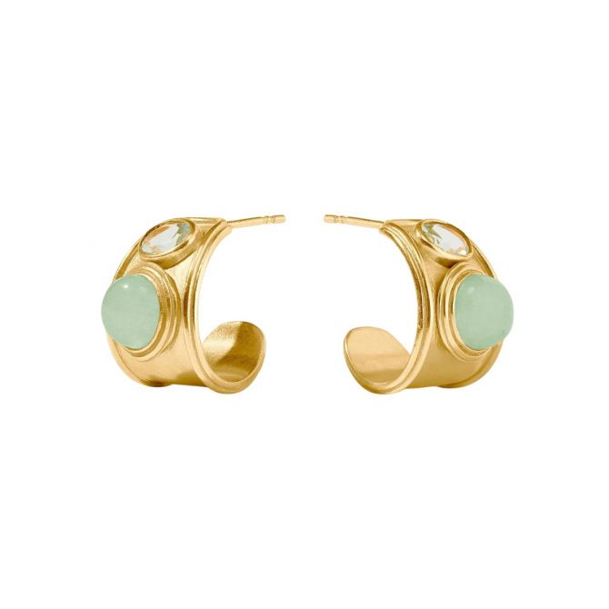 Julie Vos Portofino Stone Hoop Earrings, Aqua Jade