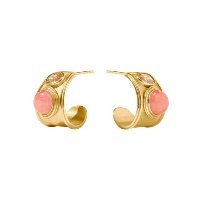 Julie Vos Portofino Stone Hoop Earrings, Melon Jade