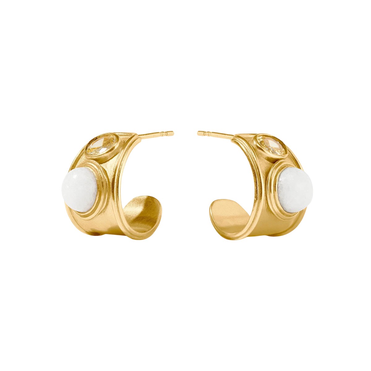 Julie Vos Portofino Stone Hoop Earrings, White Jade