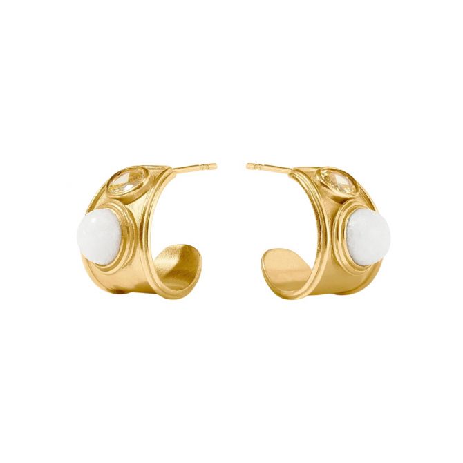 Julie Vos Portofino Stone Hoop Earrings, White Jade