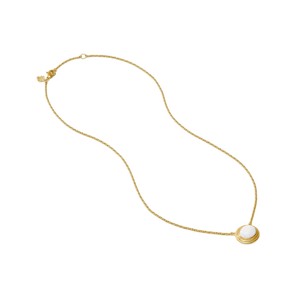 Julie Vos Portofino Solitaire Necklace, White Jade