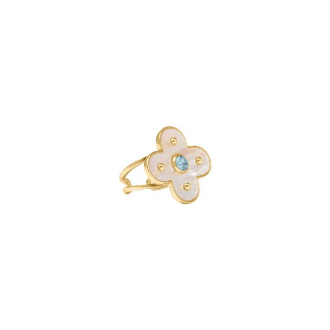 Julie Vos Colette Ring, Chalcedony Blue