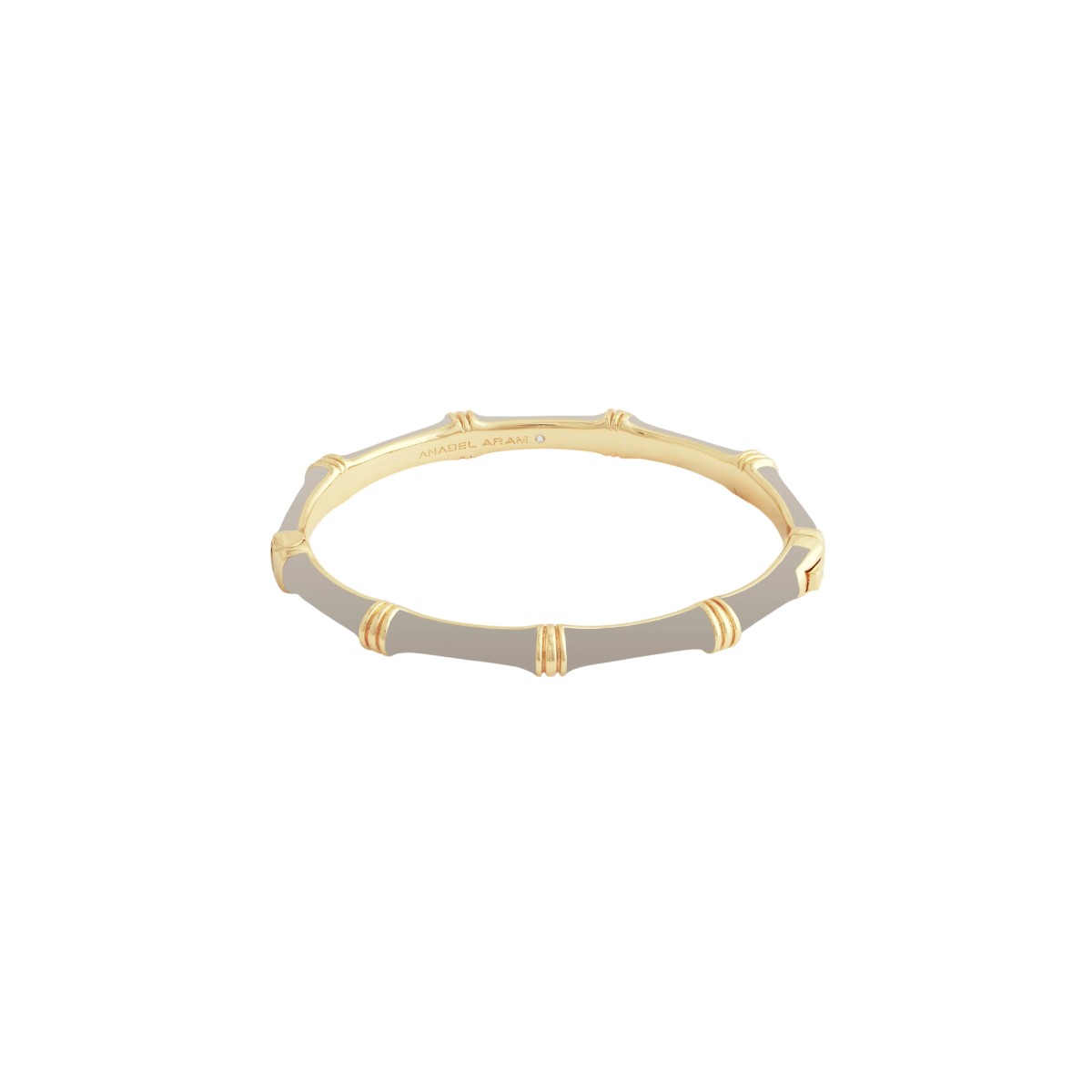 Anabel Aram Bamboo Enameled Hinged Bangle Bracelet, Taupe