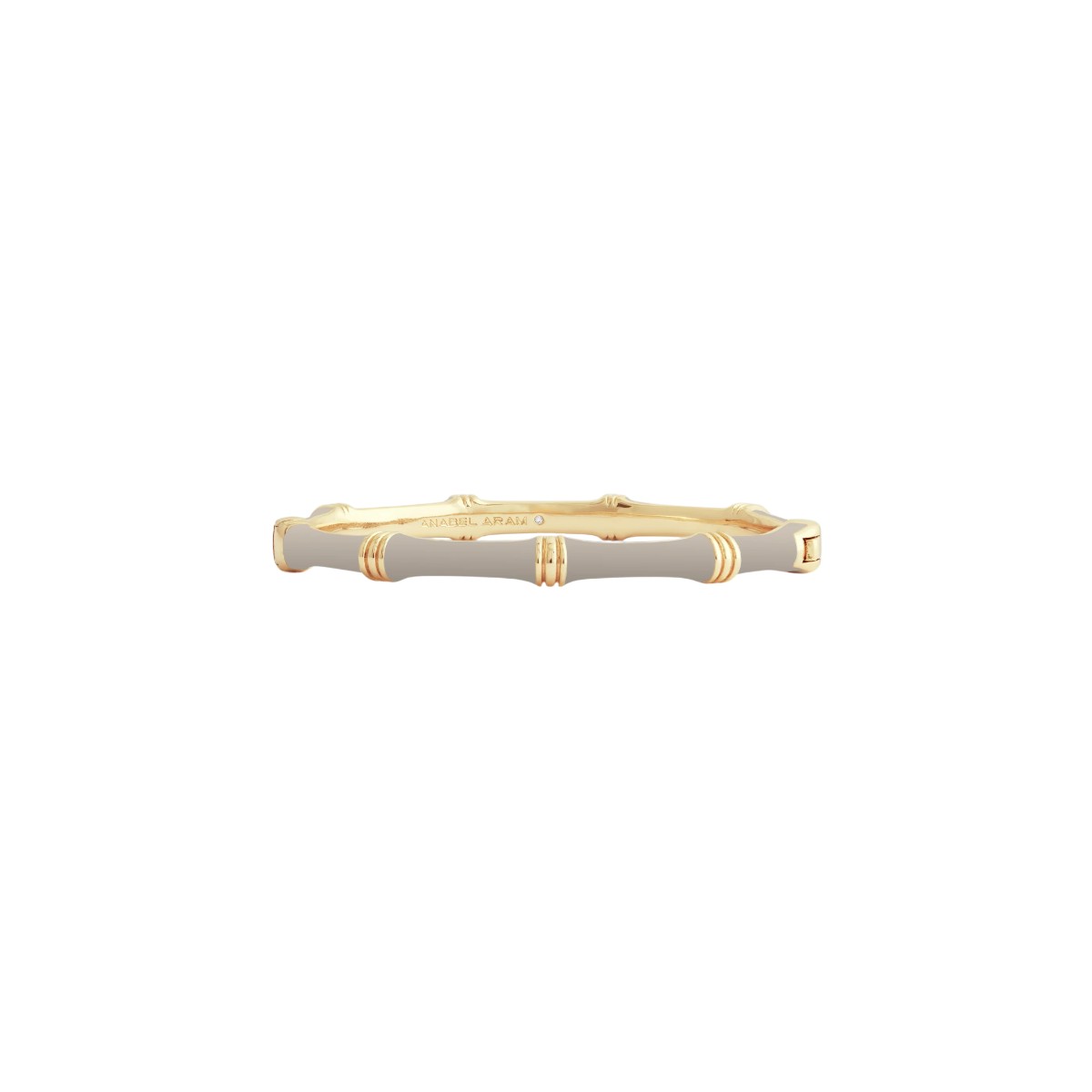 Anabel Aram Bamboo Enameled Hinged Bangle Bracelet, Taupe