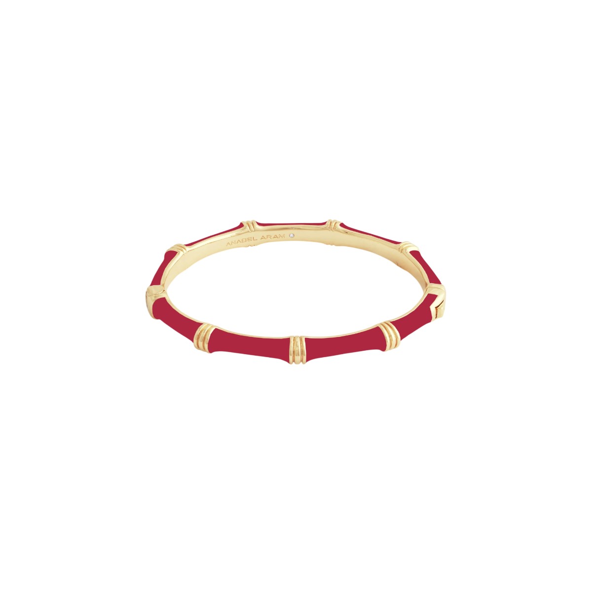 Anabel Aram Bamboo Enameled Hinged Bangle Bracelet, Rouge