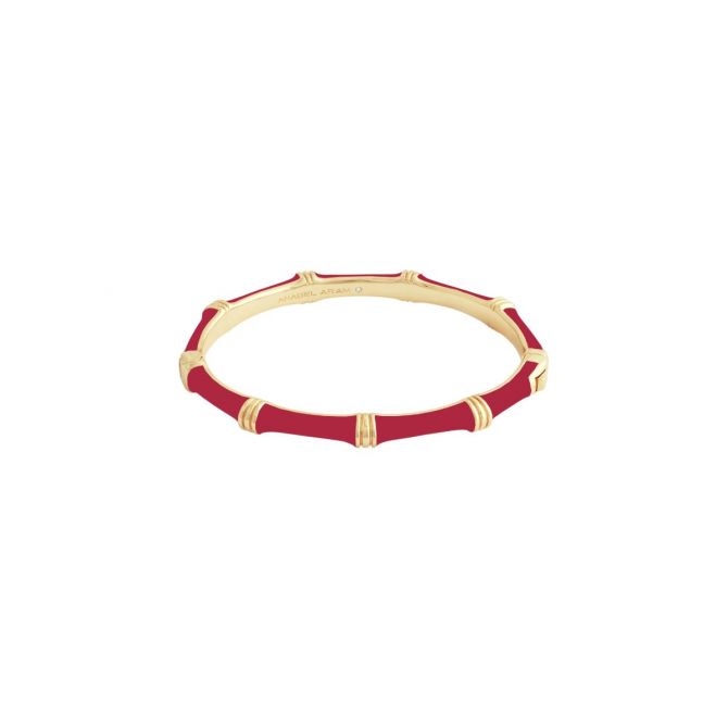 Anabel Aram Bamboo Enameled Hinged Bangle Bracelet, Rouge