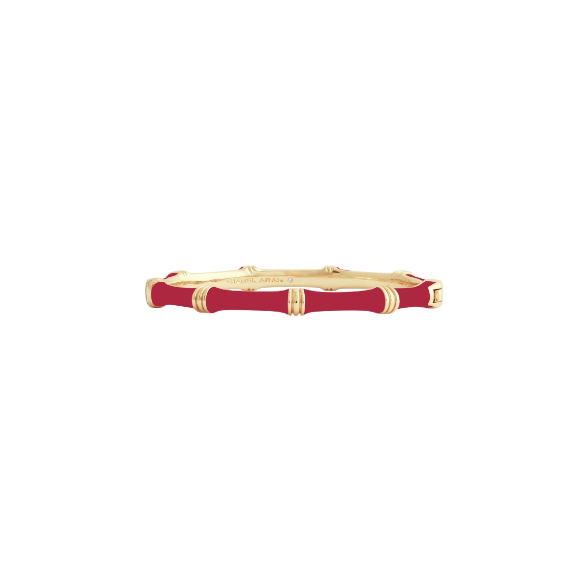 Anabel Aram Bamboo Enameled Hinged Bangle Bracelet, Rouge