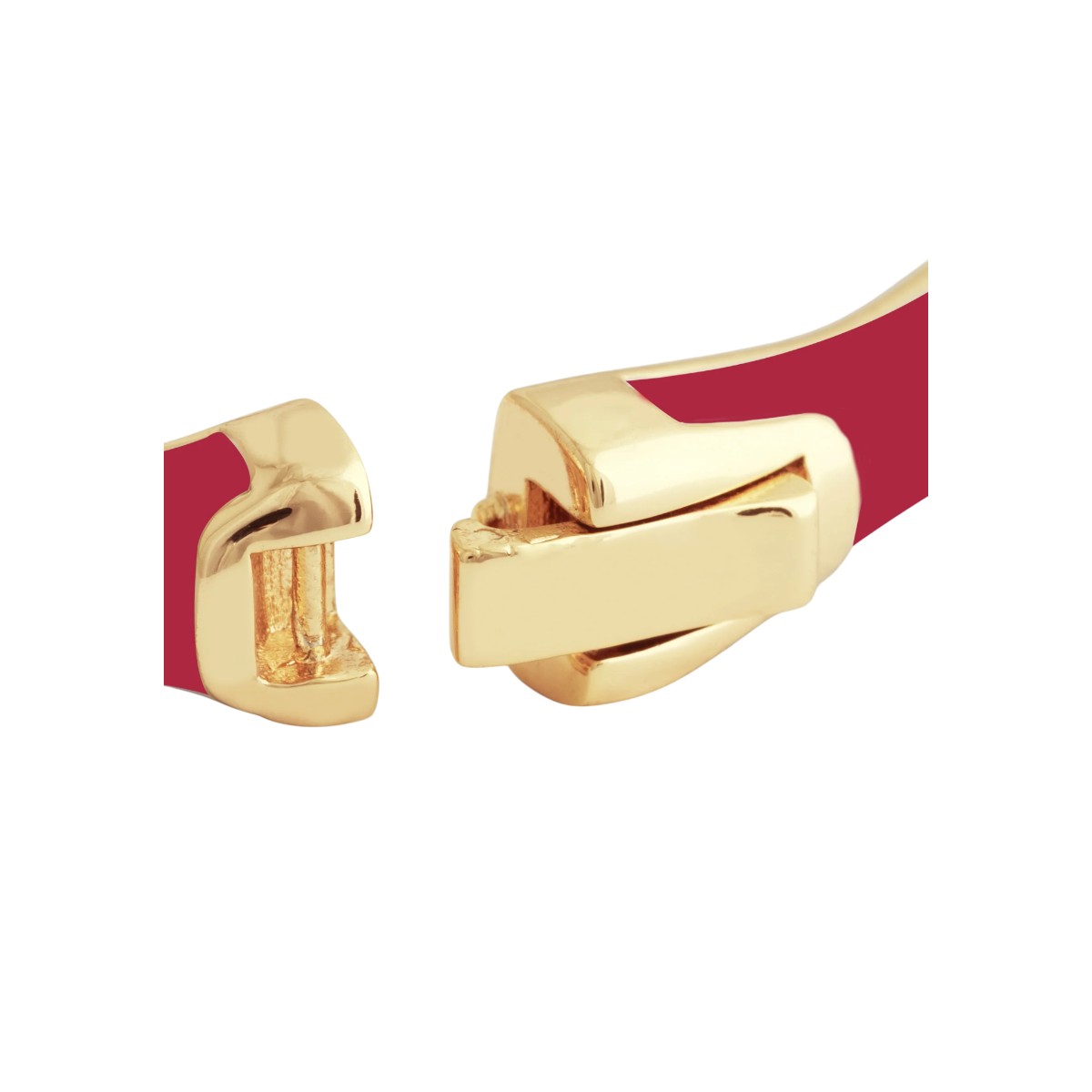 Anabel Aram Bamboo Enameled Hinged Bangle Bracelet, Rouge