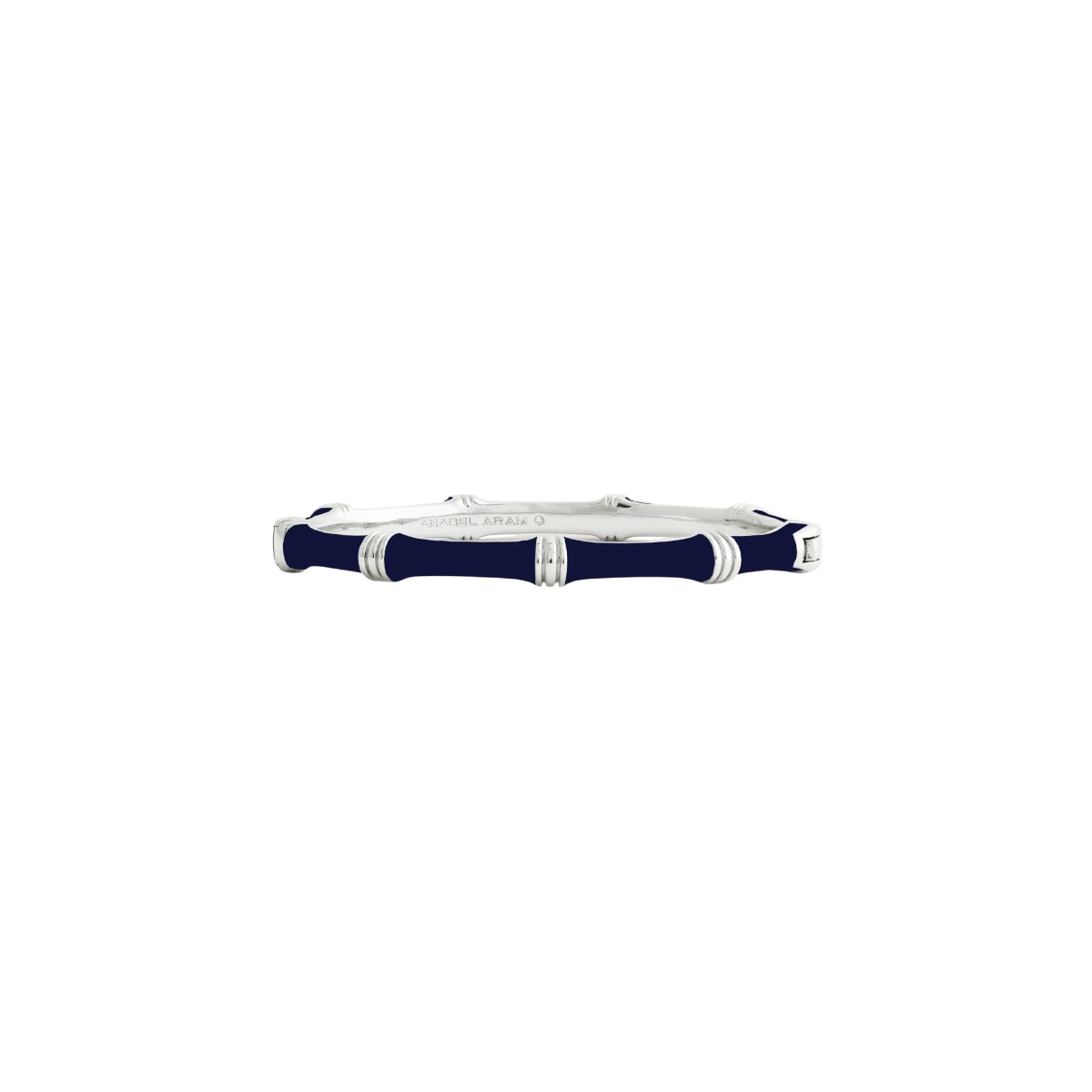 Anabel Aram Bamboo Enameled Hinged Bangle, Atlantic Navy Blue