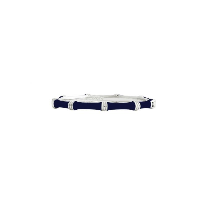 Anabel Aram Bamboo Enameled Hinged Bangle, Atlantic Navy Blue