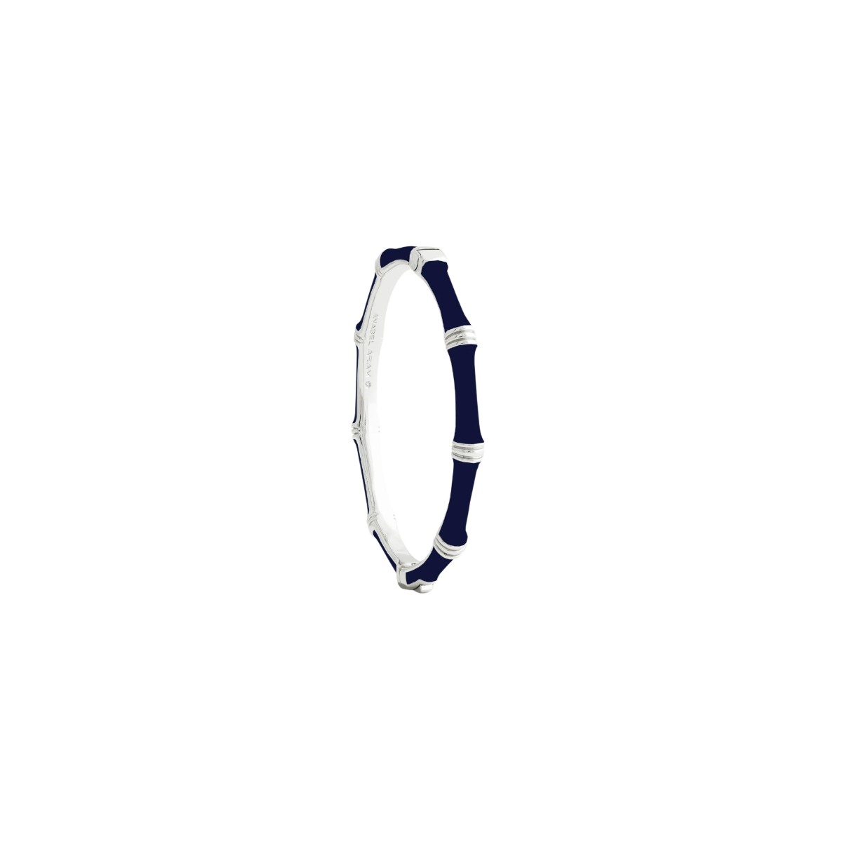 Anabel Aram Bamboo Enameled Hinged Bangle, Atlantic Navy Blue