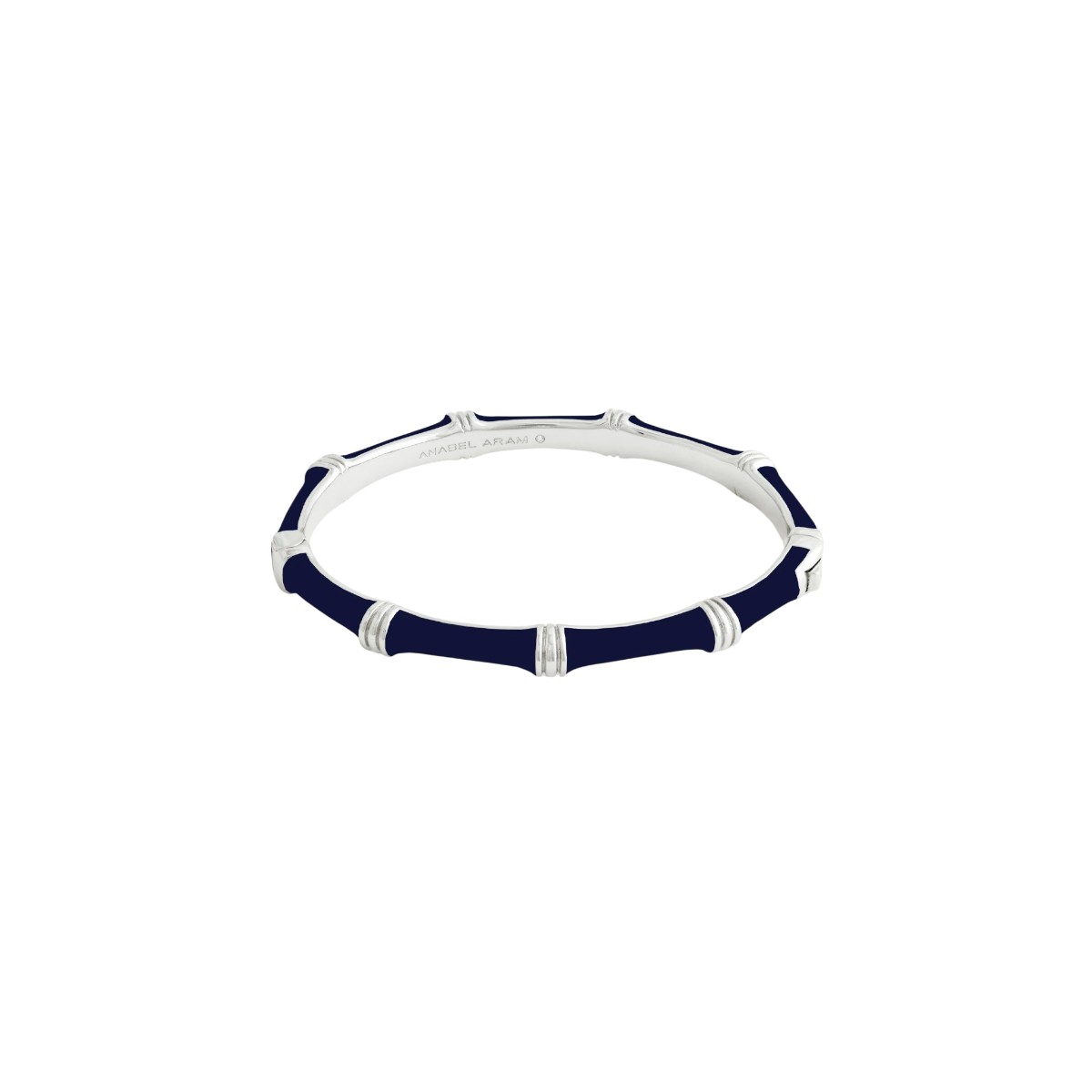Anabel Aram Bamboo Enameled Hinged Bangle, Atlantic Navy Blue
