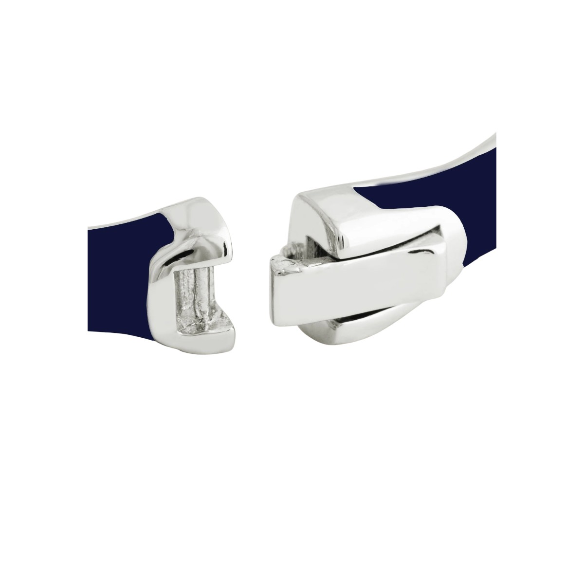 Anabel Aram Bamboo Enameled Hinged Bangle, Atlantic Navy Blue