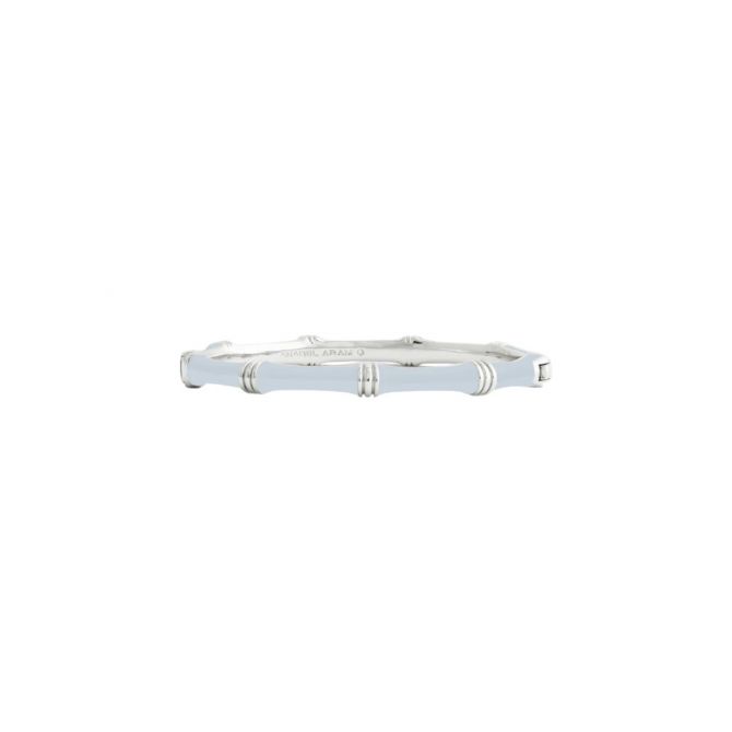Anabel Aram Bamboo Enameled Hinged Bangle, Pale Blue