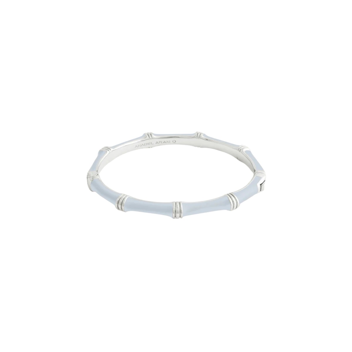 Anabel Aram Bamboo Enameled Hinged Bangle, Pale Blue